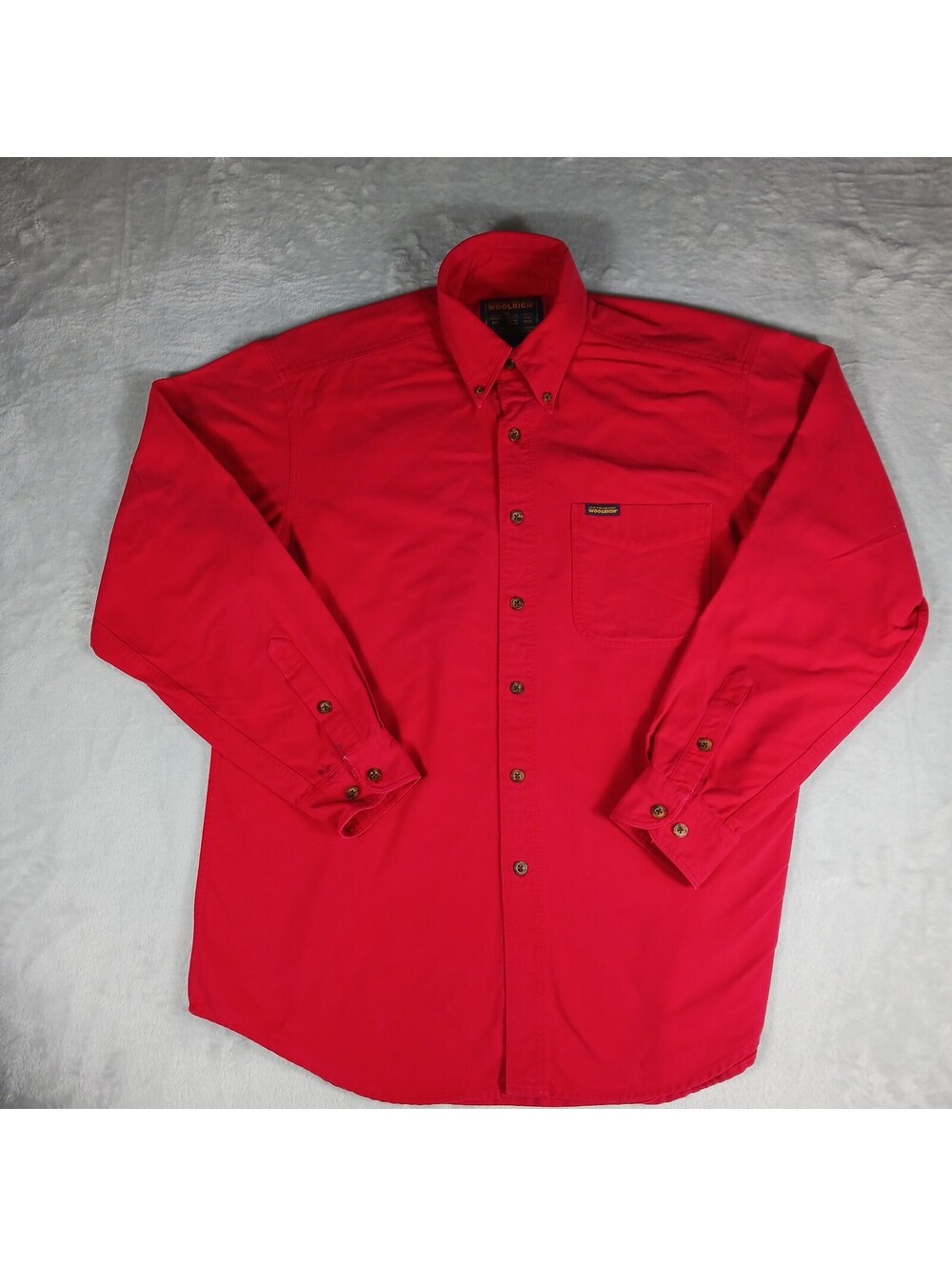 Vintage 90s John Rich and Bros Woolrich Button-Down Shirt Mens Large Regular Red
